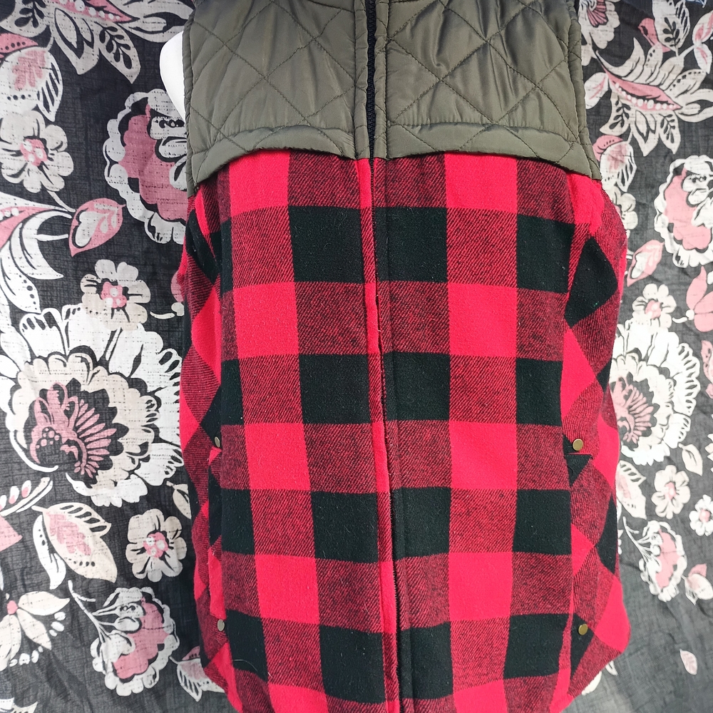Maurices Red and Black Plaid Vest